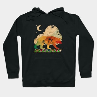 Bear vintage walking in the night Hoodie